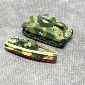 Micro Machines PT Boat & Sherman Tank 1987 Galoob Mini Military Models Plastic
